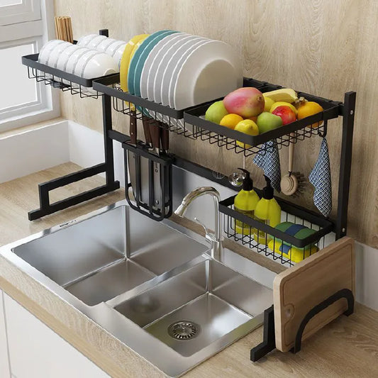 Stainless Steel Over Sink Drying Dish Rack Drainer Shelf for Kitchen Counter Organizing