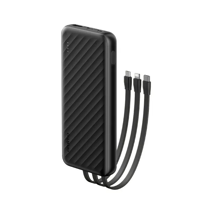 Oraimo Slice Link 10000mAh 12W Fast Charge 3 in 1 Portable Power Bank with Built-in all Phones Cables