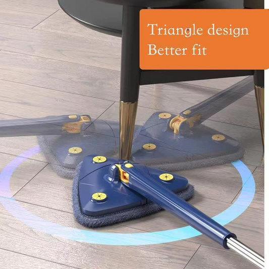 360° Rotatable Adjustable Triangle Cleaning Mop with Stainless Steel Long Handle Push-Pull Squeezing Cleaning Mopper