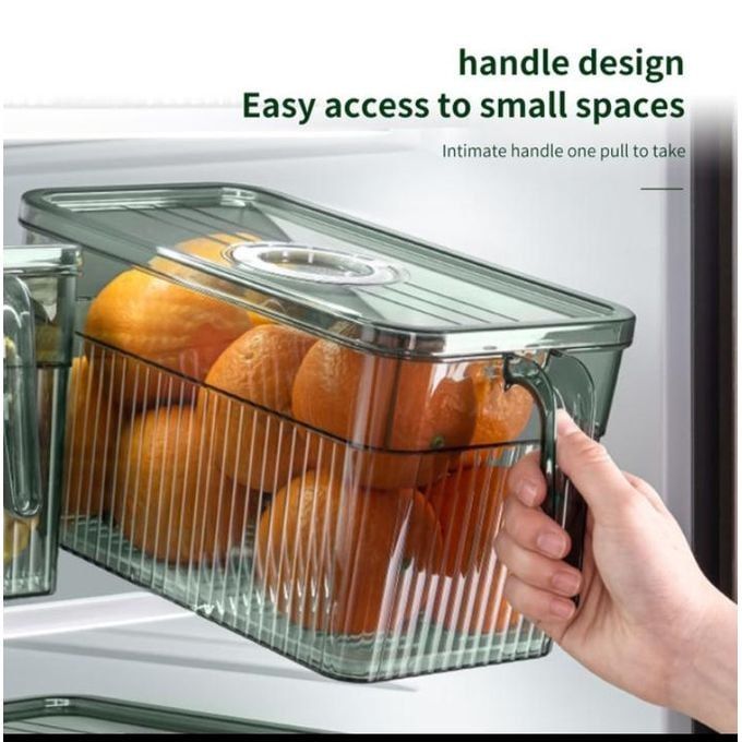 3 Ltrs 2-PC Set Acrylic Food Storage Containers Stackable Fridge Organizer Containers With Lid and Handle