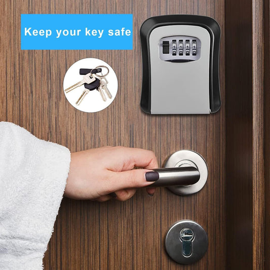 Metallic indoor and Outdoor Waterproof Key Safe Wall Mounted Lock Box with key Combination.