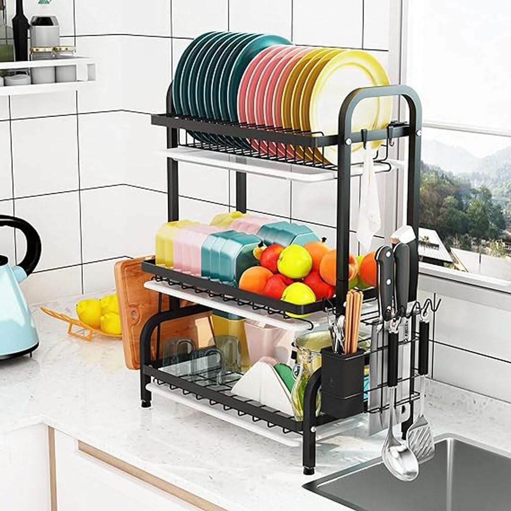 Metal Dish Drainer and Organizer Dish Rack with Stylish and Rustproof Design – The Perfect Solution for Modern Kitchen