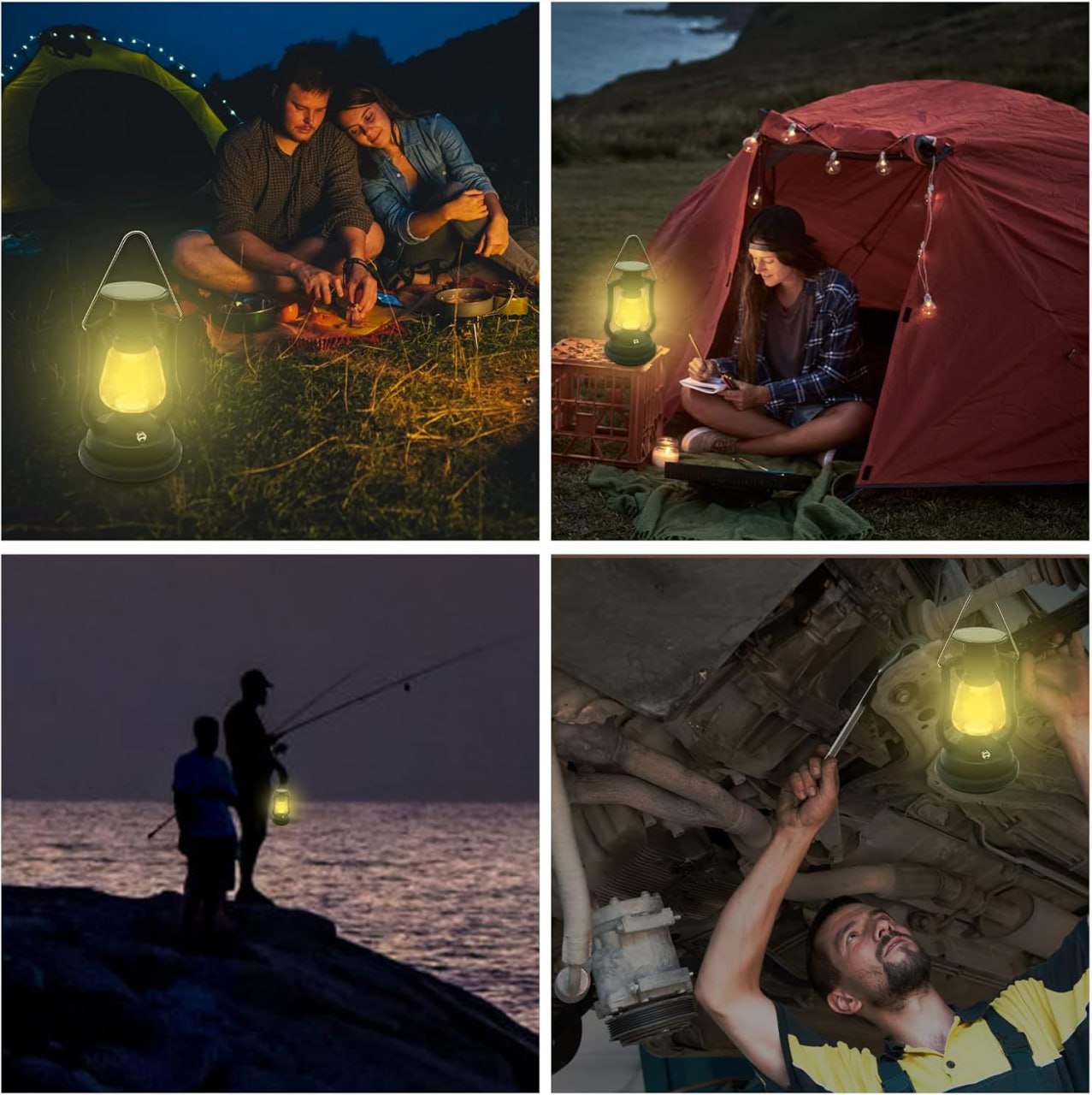 Solar Camping Lantern with Hand Crank for Camping Lights, Waterproof Portable Lamp