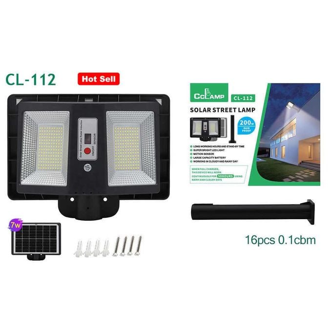 Cclamp Double Sided Solar Street Light With Motion Sensor and Pole 200 Watts