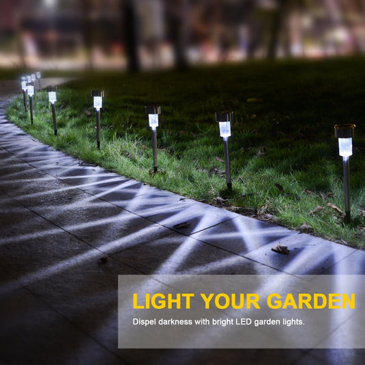Solar Powered Garden, Pathway, Lawn Stainless Steel Spot Lamp for Outdoor - 10Pc Set
