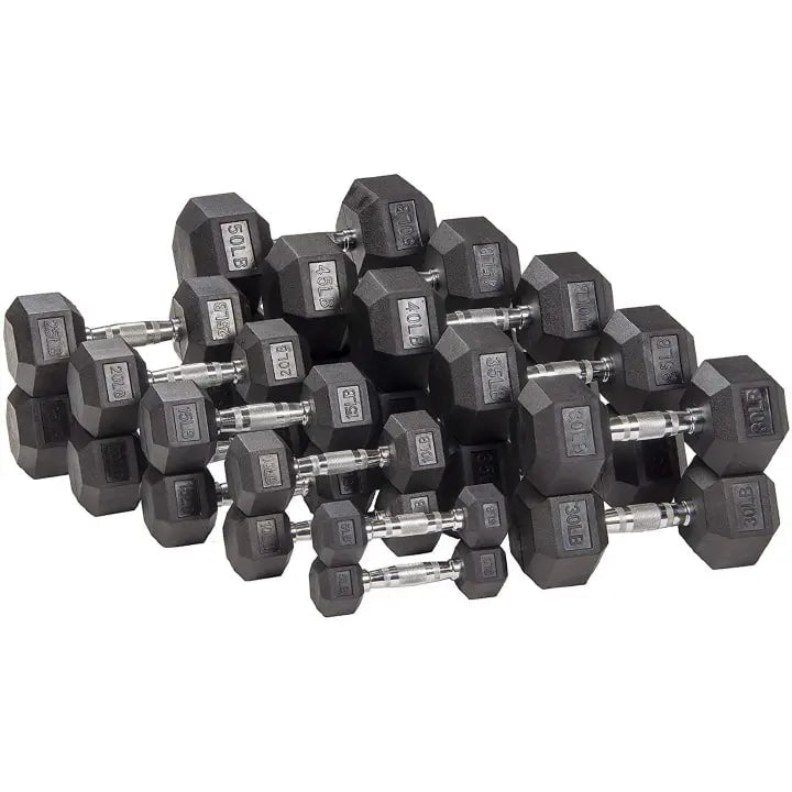 Body-Solid Rubber Coated Hexagon Dumbbells (30+30 KGs Pair)