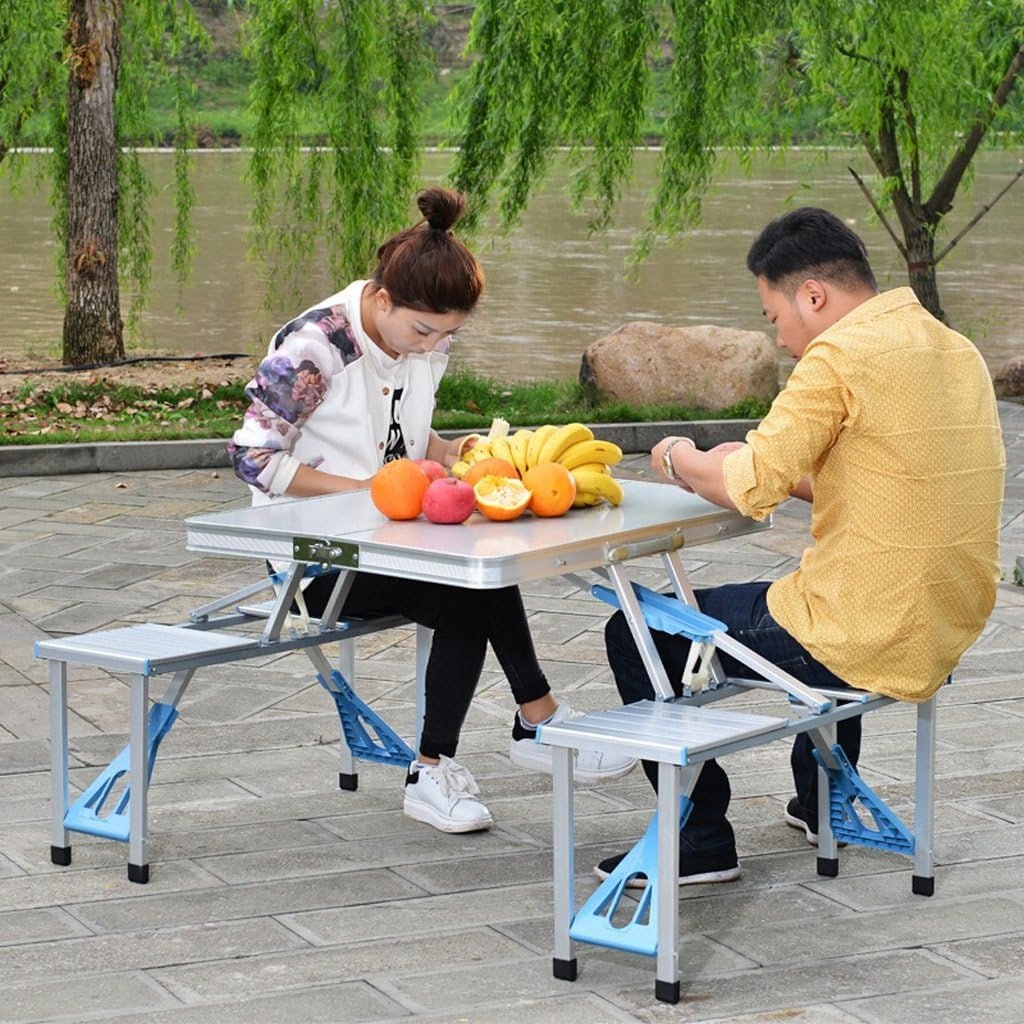 Camping Table Folding Camping Picnic Table with Seats/Umbrella Hole Support That Lightweight and Fold Up Card Suitcase Table Beach Picnic