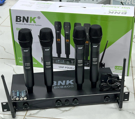 BNK BK8400 UHF Wireless Microphone System with 4 Mics Set