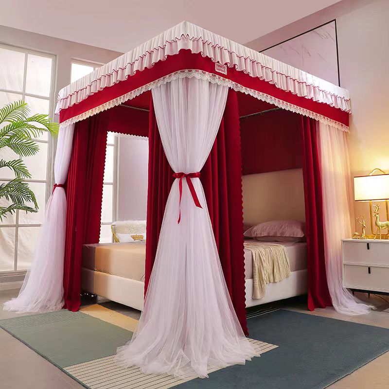 Luxury Square Canopy Princess Double Layer Mosquito Nets 6 by 6 Feet with Stainless Steel Bracket
