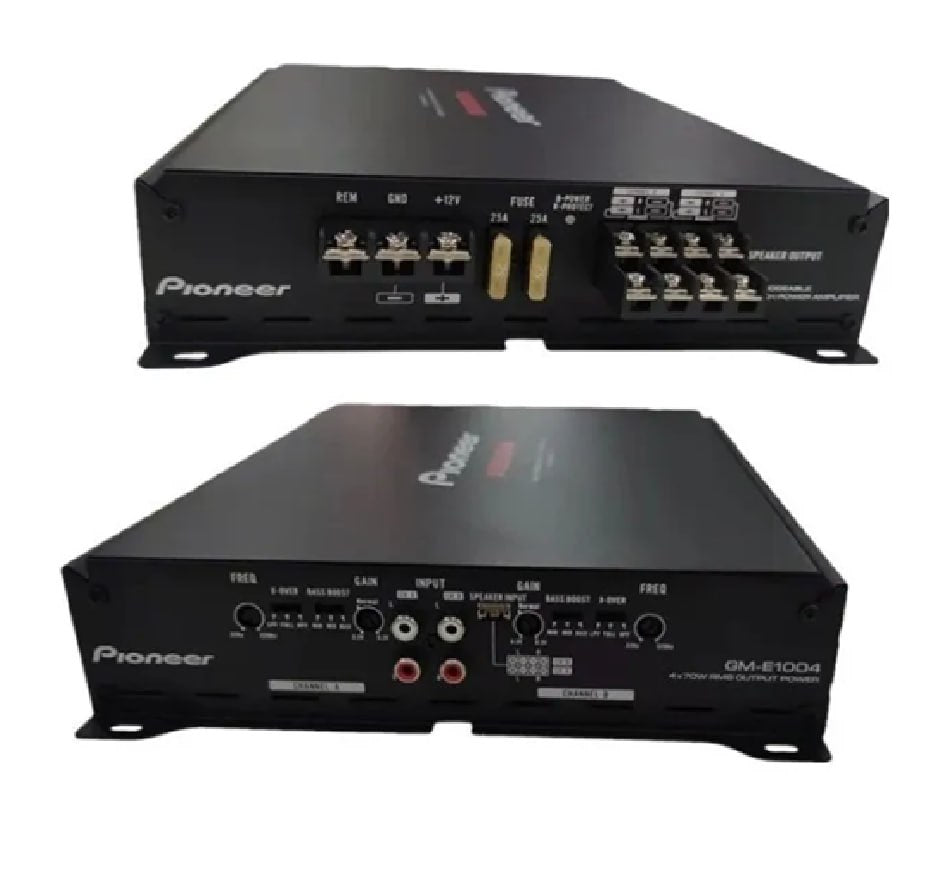 Pioneer GM-E1004 4-Channel Car Amplifier 1000W Max Heavy-Duty Car Power Amp with RCA Low/High Pass Filter 70W Output 10Hz–30kHz Frequency