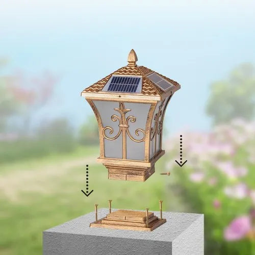 Solar Waterproof  Garden Lights, Pillar Head Light Outdoor LED Solar Wall Lamp for Outdoor Garden & Villa Light