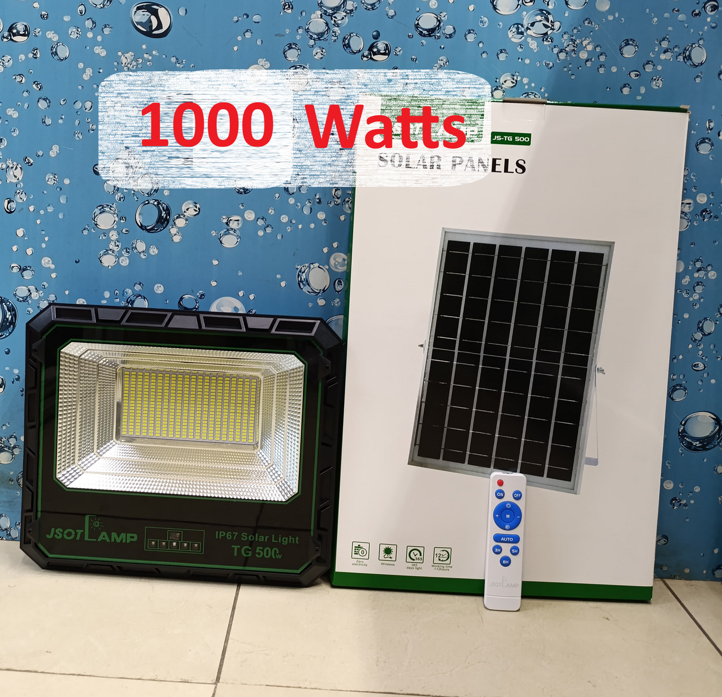 Solar Light 1000W Solar Flood Light TG Series IP67 Waterproof, Remote Control, Dusk-to-Dawn, Off-Grid Outdoor Security