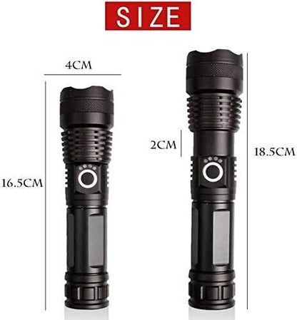 Handheld Flashlight with 5 Modes Aluminum Alloy Material Zoom Adjustable USB Rechargeable Focus Torch