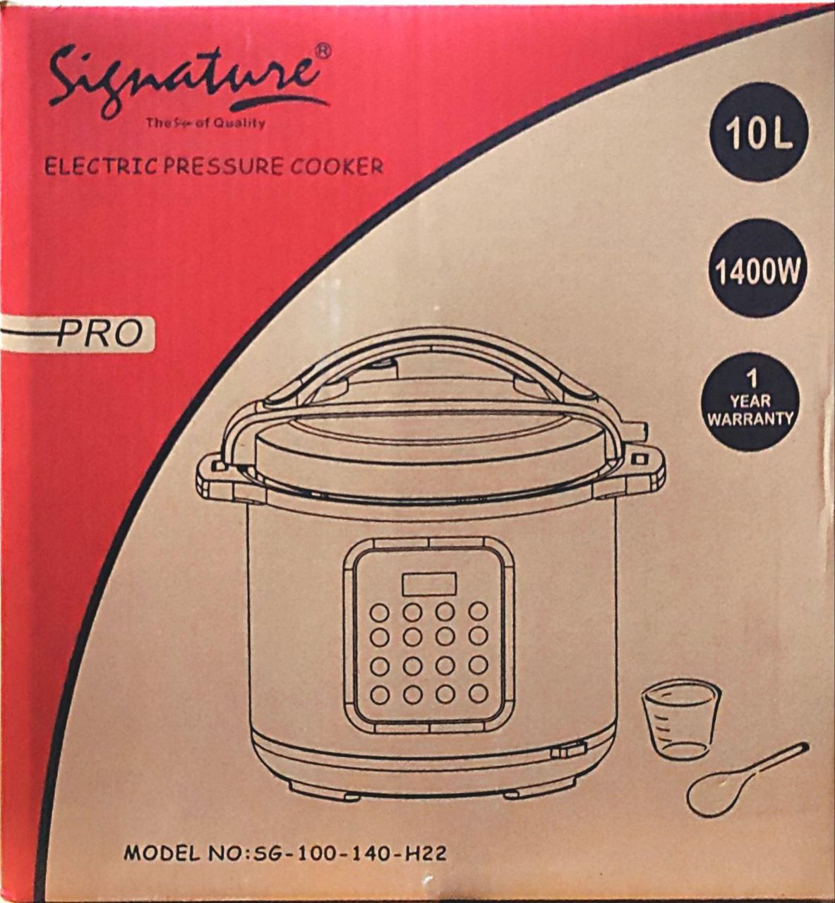 Signature Electric Pressure Cooker With Pre Programmed Menu and Non-Stick Pot