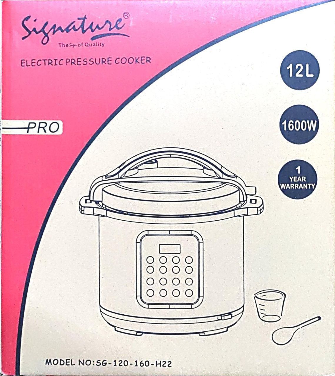 Signature Electric Pressure Cooker With Pre Programmed Menu and Non-Stick Pot