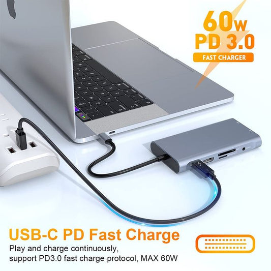 10-in-1 USB C Hub Double Display USB C Docking Station Compatible with MacBook, Other USB C Laptop