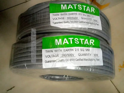 MatStar Twin Cable + Earth Flat Power Electrical Cable for AC / DC wiring