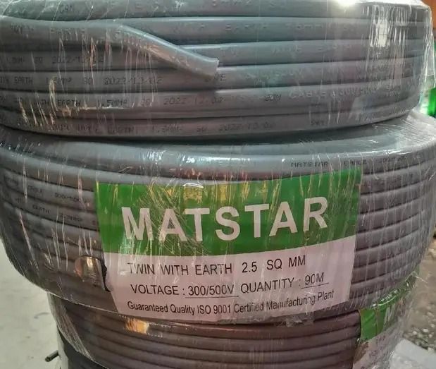 MatStar Twin Cable + Earth Flat Power Electrical Cable for AC / DC wiring