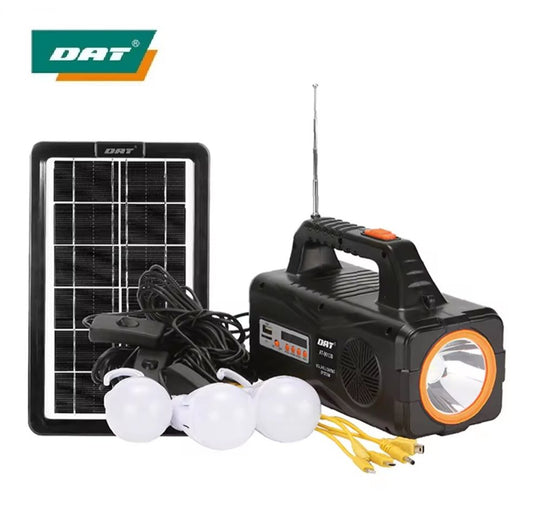 Solar Lighting System With Solar Panel + FM Radio + 3 DC Bulb+ USB Port