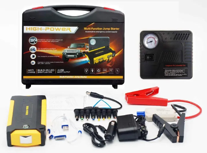 Combo Pack of 2 High Power 12V Portable Midi Jump Starter | Car Jumper Kit / Booster| Tyre Inflator Pump