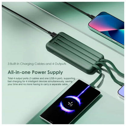 Oraimo Slice Link 10000mAh 12W Fast Charge 3 in 1 Portable Power Bank with Built-in all Phones Cables
