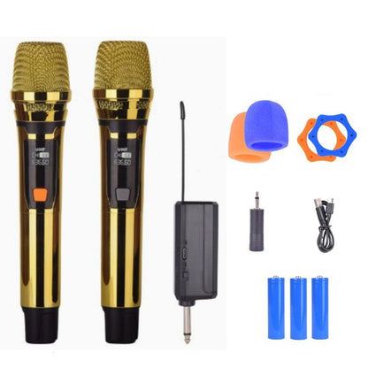 UHF 2PC Set Wireless Dual Handheld Dynamic Microphone with Rechargeable Receiver for Wedding Party Speech Church or Karaoke