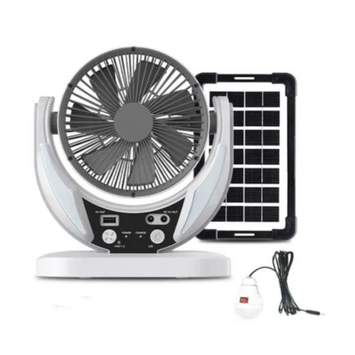 6-Inch Rechargeable Table Fan with Portable Solar Panel