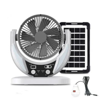 6-Inch Rechargeable Table Fan with Portable Solar Panel