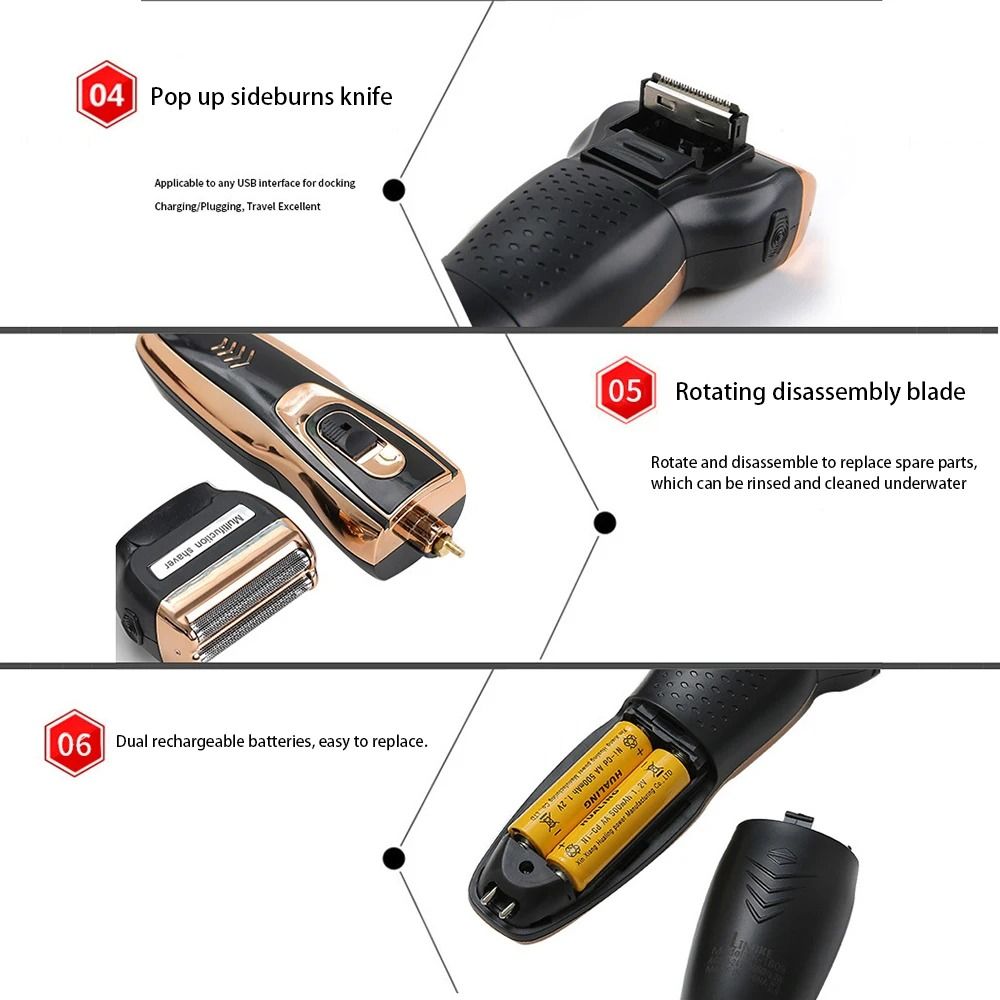 Geemy 3-in-1 Rechargeable Shaver and Trimmer Set Beard Nose & Ear trimmer