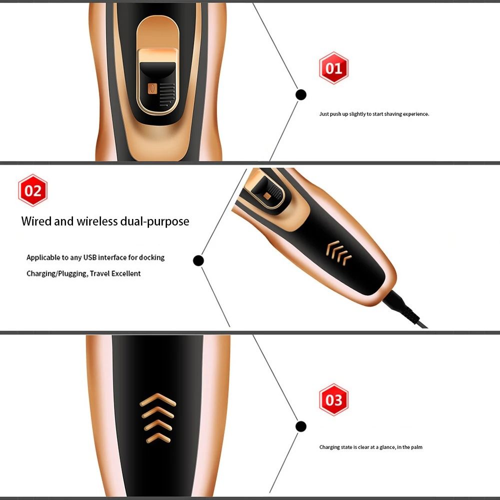 Geemy 3-in-1 Rechargeable Shaver and Trimmer Set Beard Nose & Ear trimmer
