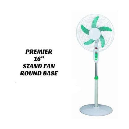 Premier AC Standing Air Cooling Electric Pedestal Fan 16 Inch Round Heavy Base