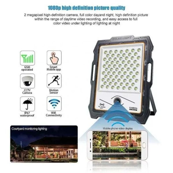 Solar-Powered Floodlight with wifi CCTV camera With Solar Panel