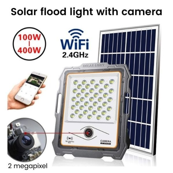 Solar-Powered Floodlight with wifi CCTV camera With Solar Panel