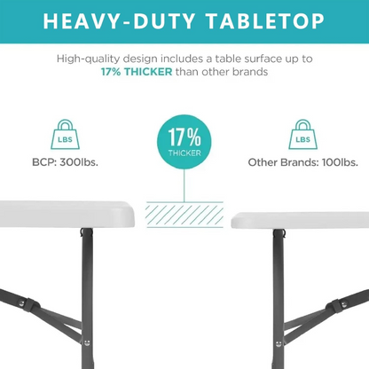Foldable Multi-Functional Portable Long Table for Indoor Outdoor Camping Picnic Parties, Dining Party, Office, Wedding - 8 feet