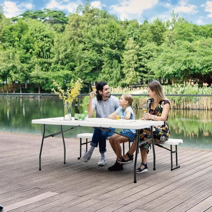 Foldable Multi-Functional Portable Long Table for Indoor Outdoor Camping Picnic Parties, Dining Party, Office, Wedding - 8 feet