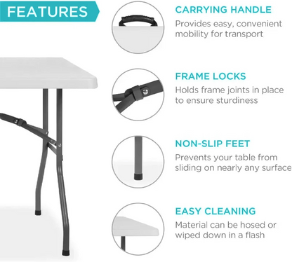 Foldable Multi-Functional Portable Long Table for Indoor Outdoor Camping Picnic Parties, Dining Party, Office, Wedding - 8 feet