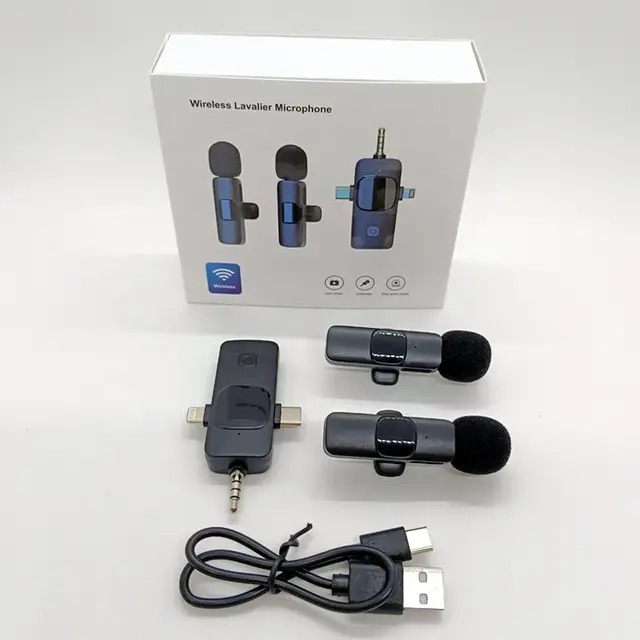 3-in-1 Double Wireless Lavalier Lapel Microphone For Mobile Phones for Vlog, Podcast, TikTok, YouTube