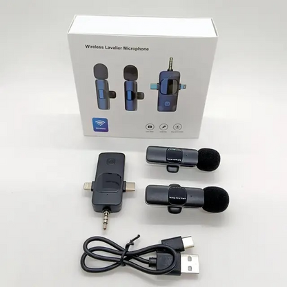 3-in-1 Double Wireless Lavalier Lapel Microphone For Mobile Phones for Vlog, Podcast, TikTok, YouTube