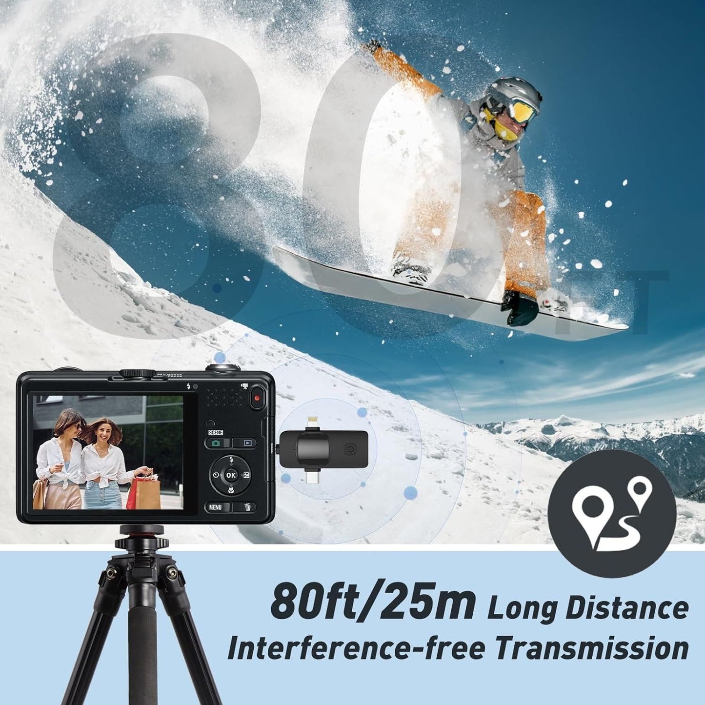 3-in-1 Double Wireless Lavalier Lapel Microphone For Mobile Phones for Vlog, Podcast, TikTok, YouTube