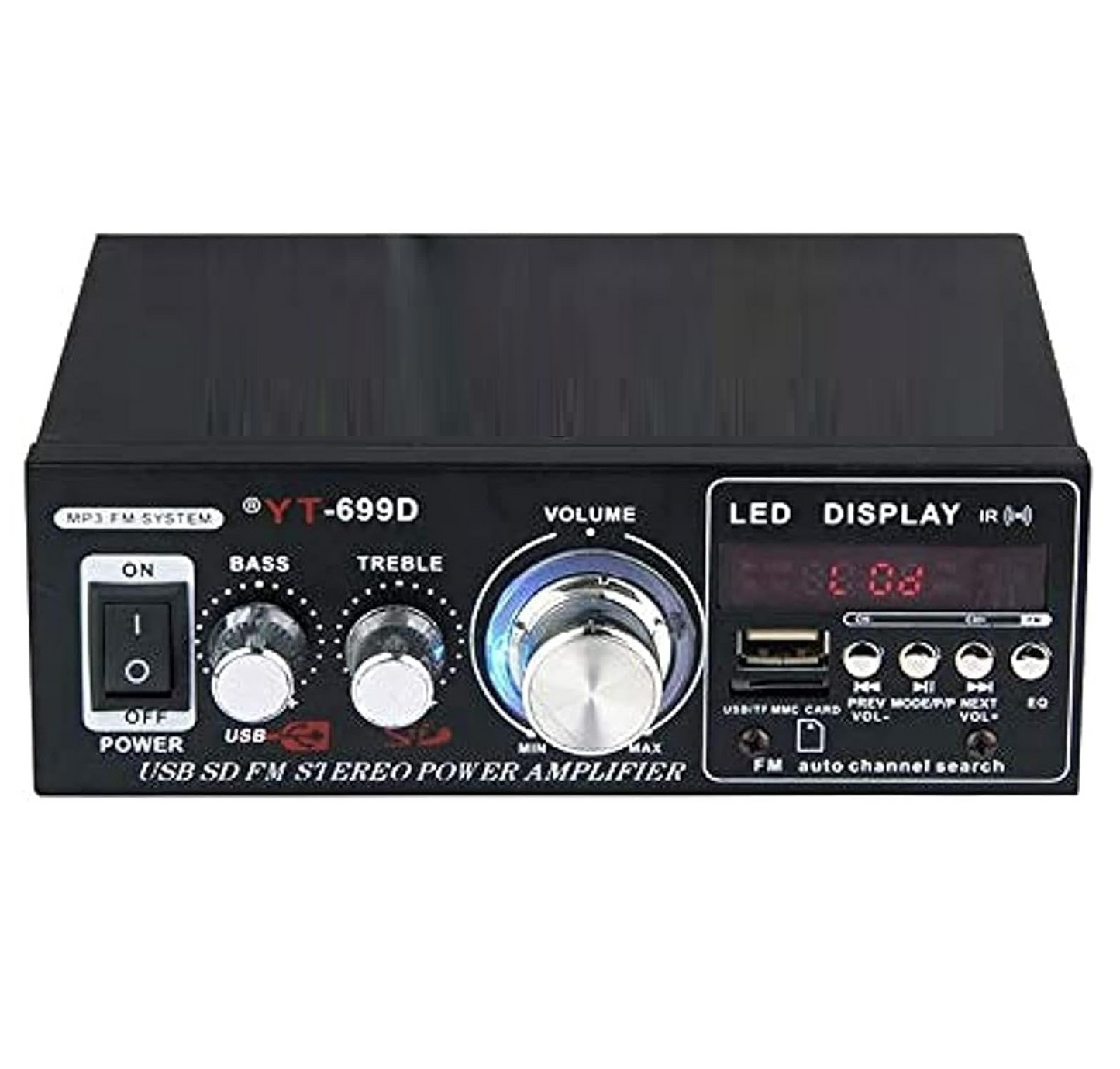 DC mini stereo audio 2-channel 360W amplifier with USB/SD, MP3 and Bluetooth with remote control function