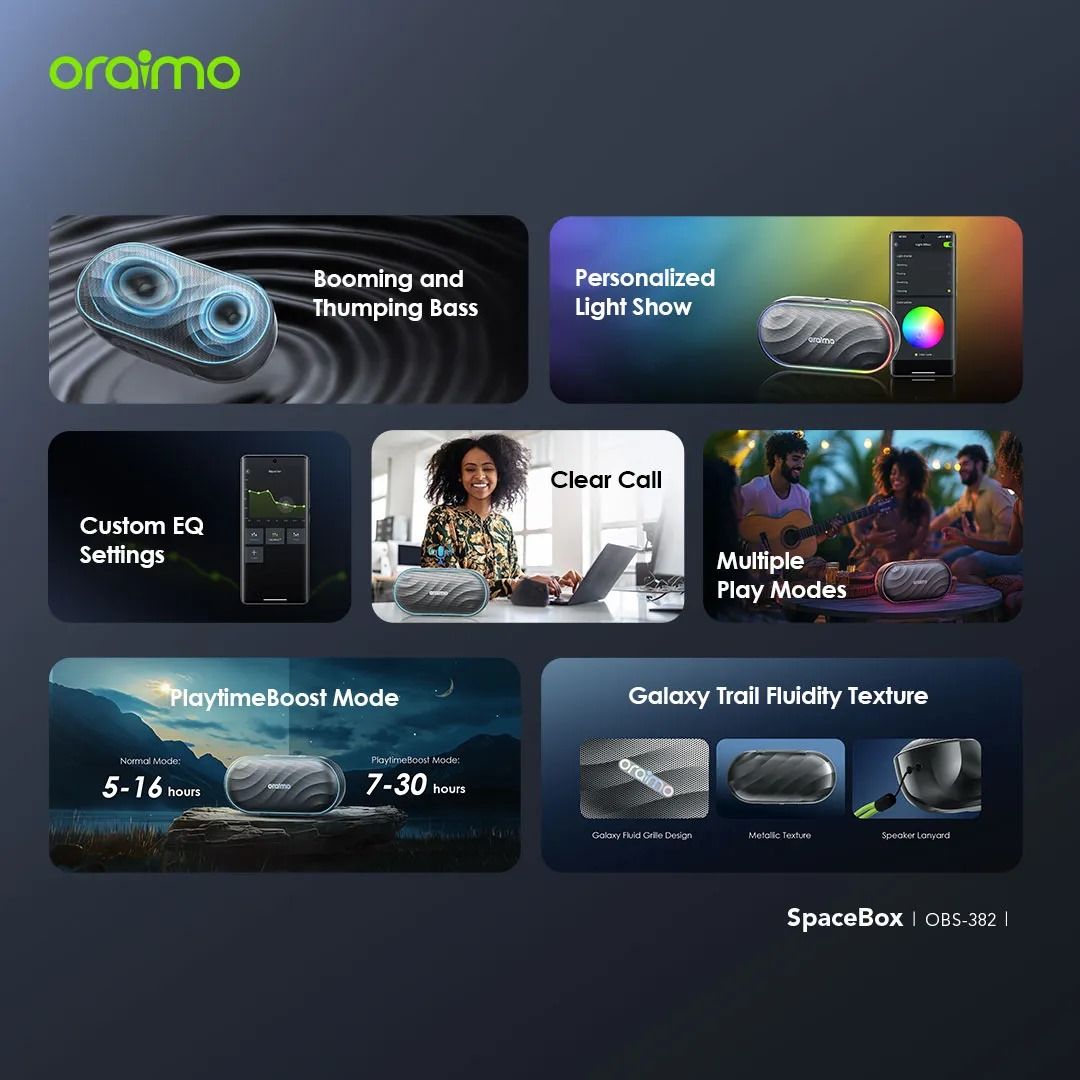 oraimo SpaceBox 8W FM Wireless n Bluetooth Speaker