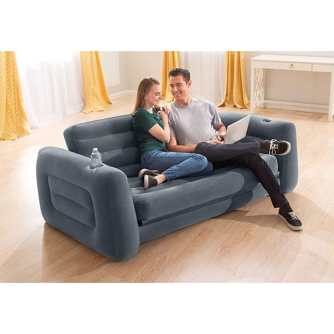 3-in-1 Seater Intex Inflatable Pull-Out Sofa Plus Free Pump - Size: 80 X 91 X 26 Feet