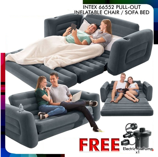 3-in-1 Seater Intex Inflatable Pull-Out Sofa Plus Free Pump - Size: 80 X 91 X 26 Feet