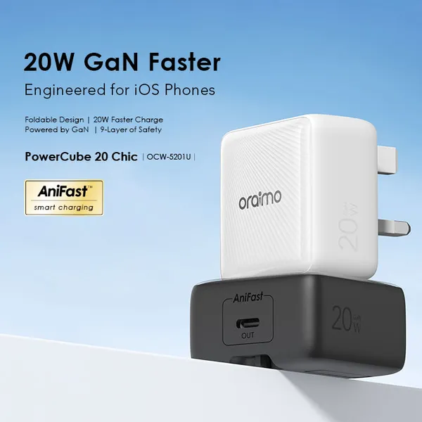 oraimo PowerCube 20 Chic 20W GaN Wall Charger Kit