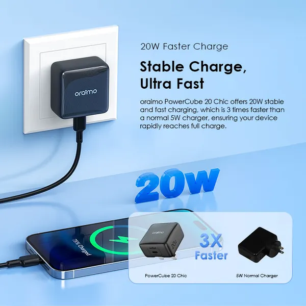 oraimo PowerCube 20 Chic 20W GaN Wall Charger Kit
