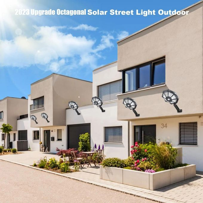 Solar Street Outdoor Wall Light with 168 LEDs 8 Light Solar Powered Outdoor Motion Sensor for Yard Street Lamp