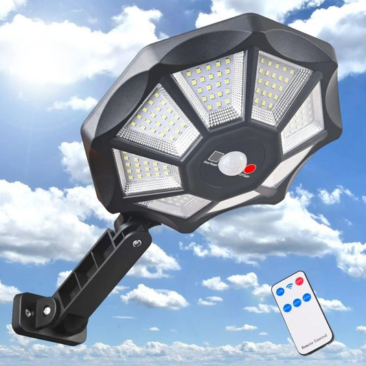 Solar Street Outdoor Wall Light with 168 LEDs 8 Light Solar Powered Outdoor Motion Sensor for Yard Street Lamp