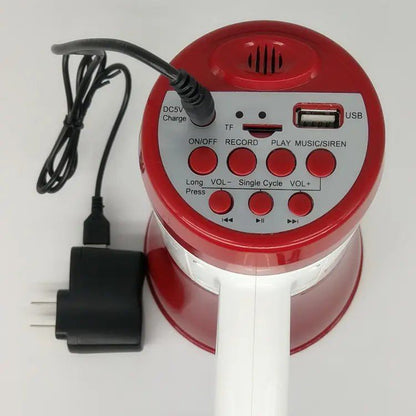 Audio Handheld Megaphone with Rechargeable Battery - 30 Watts, Range 500 Meters, Memory Card Slot, Sound Recording & Siren