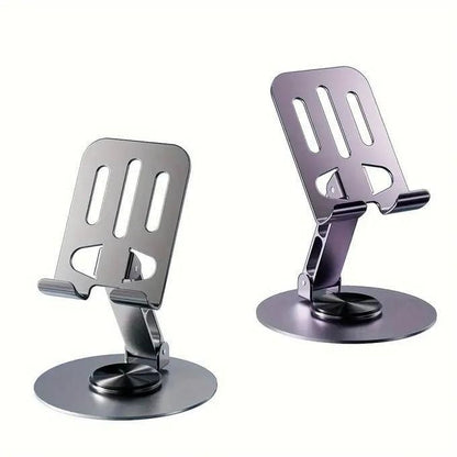 360° Rotation Aluminum Alloy Portable Folding Stand Compact & Portable All-Metal Foldable Lazy Desktop Phone Holder