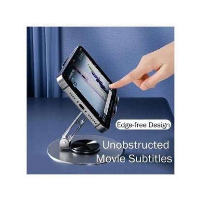 360° Rotation Aluminum Alloy Portable Folding Stand Compact & Portable All-Metal Foldable Lazy Desktop Phone Holder